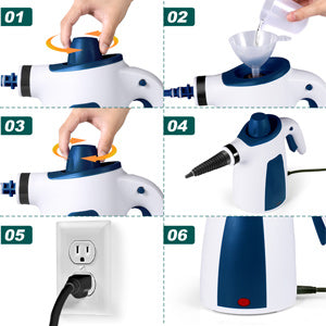 MOSCHE Handheld Pressurized Steam Cleaner with 9-Piece Accessory Set - Multi-Purpose and Multi-Surface All Natural, Chemical-Free Steam Cleaning for Home, Auto, Patio, More